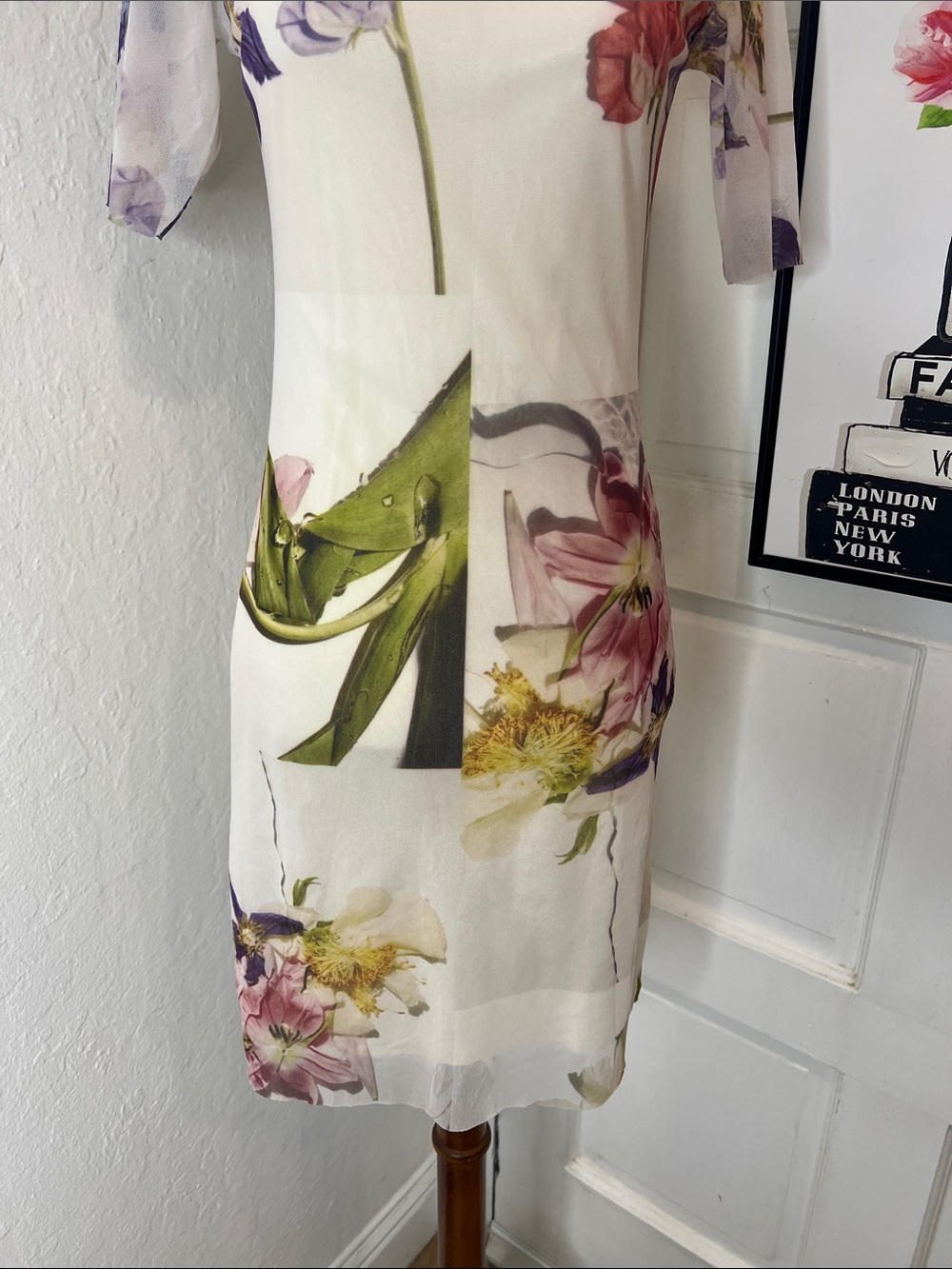 Ganni Cream Floral Mesh Dress RTM - Picture 7 of 10